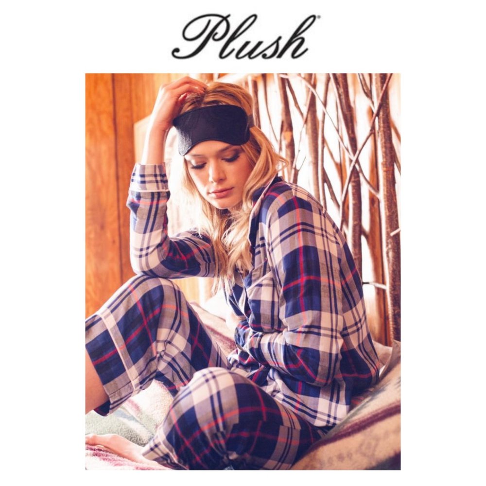 Plush Navy + Red Plaid Pajama Set